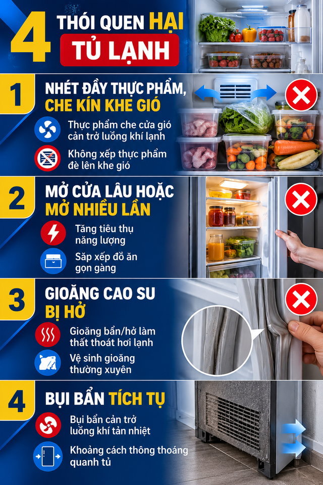 4 thói quen hại tủ lạnh bậc nhất - Ảnh 2.