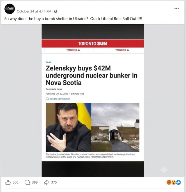 Câu chuyện vô căn cứ về việc ông Zelensky mua hầm trú ẩn tại Canada bắt nguồn từ một trang web giả mạo - Ảnh 2.