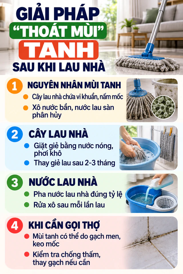 Giải pháp thoát mùi tanh sau khi lau nhà hiệu quả trong năm 2026 - Ảnh 2.