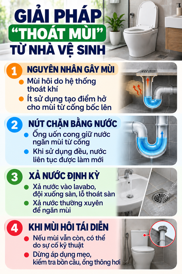 Giải pháp "thoát mùi" khi nhà vệ sinh "sạch mà vẫn hôi"- Ảnh 2.